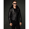 RLPL shearling collar black biker