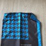 Richard James silk pocket square: electric blue, dark grey, houndstooth
