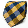 Men's Navy Blue Brown Stripe Tie | 8 cm Checkered Necktie