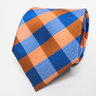 Blue and Orange Tie | Men's Checkered Necktie | Stripes | Accessories For Groom
