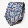 Blue Floral Pattern Necktie | Men's Tie With Flowers | Slim Tie | Menswear