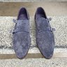 New Carmina monk strap navy suede UK-8 US-9