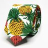 White Tropical Slim Tie | Pineapple Pattern Necktie | Men's Suit Accessories | Beach Vibe