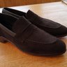 SOLD! Meermin Mallorca Unlined Penny Loafer in Dark Alicante Brown Suede Size 10E UK (11D US)