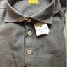 NWT G. Inglese Grey Melange Cotton Flannel Polo Shirt