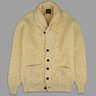 SOLD - Drake's pale yellow lambswool shawl collar cardigan