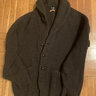 *SOLD* Drake's Brown Lambswool Shawl Collar Cardigan, 42/44