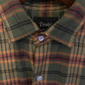*SOLD* Drake's Green and Orange Check Cotton-Linen Flannel Two-Pocket Work Shirt, Size 16
