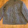 *SOLD* Drake's Brown Aran Knit Wool Crew Neck Sweater, 42