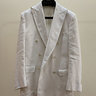 Freemans Sporting Club white linen herringbone double breasted suit