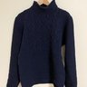 SOLD | Inis Meain Fisherman Mock Neck Sweater - Size Medium, Navy