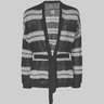 SOLD❗️Laneus Shawl-Collar Belted Mesh Cardigan Striped Open-Knit IT52/L-XL