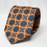 Peach Medallion Tie Blue Ancient Madder Necktie