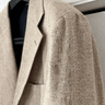 SOLD-SM 42 Contemporary Wool-Linen Beige Herringbone Neapolitan Jacket