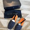 495USD RALPH LAUREN PURPLE LABEL BOWSWORTH ESPADRILLES (NAVY/ORANGE)