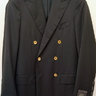 Sartoria Partenopea 36R Solid Black Double Breasted Wool Blazer Sportcoat with Peak Lapels