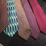Deadstock Vintage Gucci Italian Made Red, Blue & Green Stripe Silk Neck Tie w/ Rope & Link Pattern