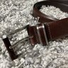 [SOLD] Allen Edmonds Belt Sz. 36 /91 Dark Brown Leather USA Made Silver Buckle #11387