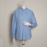 Anderson & Sheppard Savile Row Cotton Cashmere Blue Collarless Pleat Shirt - 39