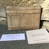 NEW $1,200 Gucci Italian Made Card Case/Wallet in Oatmeal Aligator