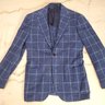 Ring Jacket Meister Blue Windowpane 254FH 3B Jacket MSRP $1000+ Size 44 EU / 34 US