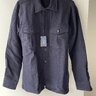 Basket Weave Wool-Linen Over-Shirt Navy NEW Medium