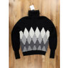 SOLD: BALLANTYNE black and gray argyle cashmere turtleneck sweater - Size 50 IT / Large - New with