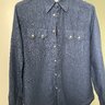 Tony Shirtmakers Indigo Linen Western, Size small