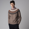 SOLD - Drake's Argyle Yoke Natural Wool Crewneck Jumper