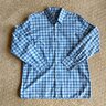 (SOLD) Canali Men's XXL Made in Italy Hidden Button-down collar L/S Gingham Blue Shirt