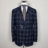 MORE PRICE CUT! NWT SARTORIA PARTENOPEA DARK BLUE PLAID LUXURY WOOL FLANNEL BLAZER 42/52R