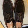 Alden Mocc Toe Blucher Brown Suede model 704