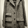 Drake's Grey Herringbone Wool Raglan Coat
