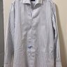 Finamore For Frans Boone Light Blue Stripe Giro Inghlese Shirt w/ Ustica Collar, Size 42