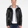 MEN'S LAMBSKIN HOODED LEATHER BOMBER JACKET