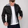 MEN'S BUTCH HOODED PU FAUX LEATHER MOTO JACKET