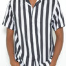 MENS STRIPED PRINT BUTTON DOWN SHIRT