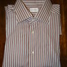 SOLD NWT Ermenegildo Zegna Burgundy/White/Grey Stripe Shirt 17.5 Retail $435