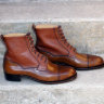 SOLD - NIB Vass Derby Boots in WHISKEY SHELL and Tan Scotchgrain 43