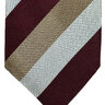 Isaia Tie Maroon Taupe Stripes Fivefold Construction