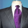 SOLD $4995 Brioni Charcoal with Sky Blue Pinstripe Single Breasted Suit Size 40 US Slim