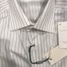 SuitSupply 38/15 White Navy Striped Shirt