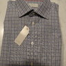 SOLD NWT Eton Light Blue Check Slim Fit Shirt Size 16