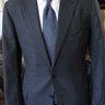 CESARE ATTOLINI Bespoke (~52EU) French Blue Herringbone 3 Season Suit
