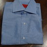 SOLD!  NWT Isaia Riva Cotton Light Blue Stripe Shirt Size 15 Retail $695