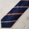 BNWT FIORIO HANDMADE 100% WOOL TIE ROYAL BLUE ORANGE STRIPE NEW DESIGN 2017 FREE SHIPPING