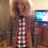 Shabazz Brothers Brown/Orange Leather/Fur Alpine Ski Parka medium mint