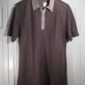 SOLD Size Small █ NWT ~$495 Brioni Polo Shirt at 90% Off █ Light Brown SILK Pique w/ Contrast Collar