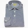 *SOLD* G.Inglese Denim Blue Cotton Pique Long Sleeve Polo Shirt - Size 40