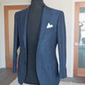 SOLD: SUIT SUPPLY Navy Wool/Linen Blend SB Suit - Lazio 36S